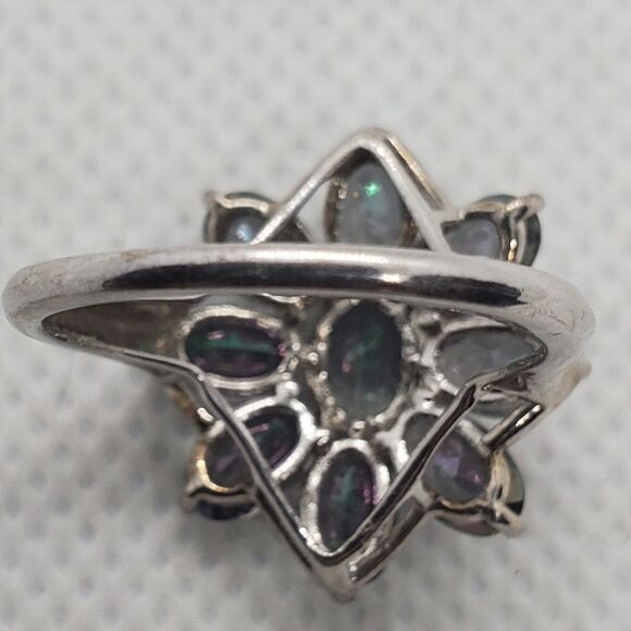 Rainbow Mystic Quartz Flower Ring - Picture 6 of 7